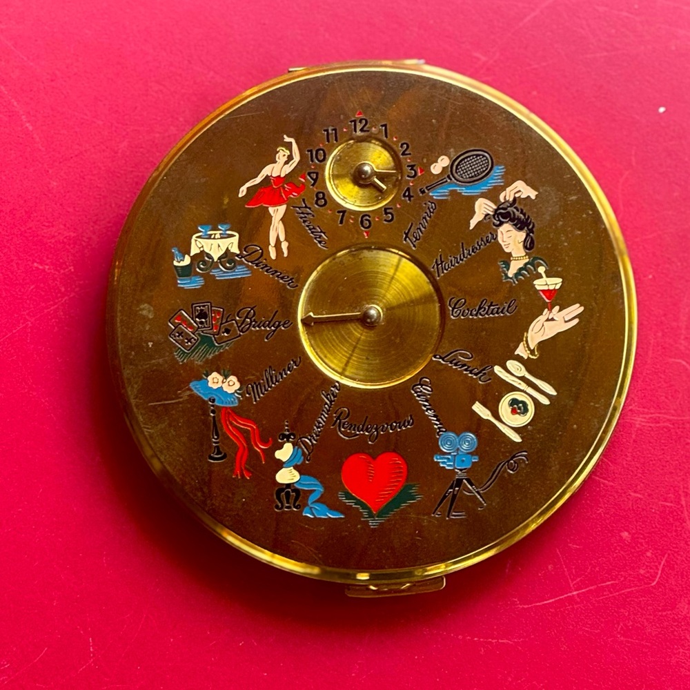 Vintage 1950s Le Rage Dial A Date Loose Powder Make-up Compact with Sifter